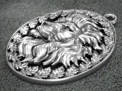 Lion-pendant-2 3D print model