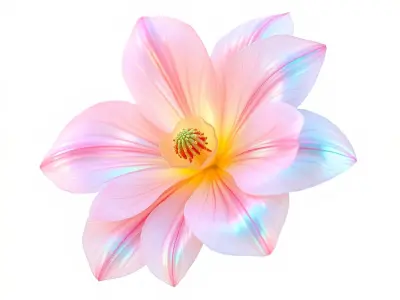 Iridescent Ethereal Flower with Veined Petals model pack Low-poly 3D model