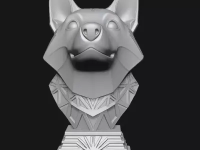 Dog head sculpture 3D print model