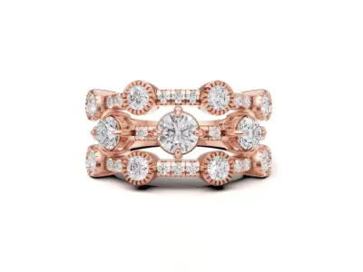 Women Round Diamond Multi Band Ring  3D print model