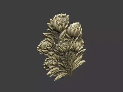 the floral design cnc printing flower leave botanical 3D print model
