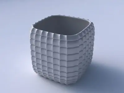 Vase quadratic stumpy with strange tiles 3D print model