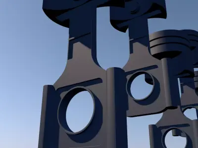 Pistons of the inline 6 engine Low-poly 3D model