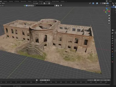 Old ruined baroque palace 3D model