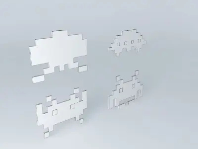 space invaders wall decor art arte decoração de parede space ... Free 3D model