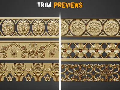 50 Ornaments Trim Brushes   Vol 40 Low-poly 3D model