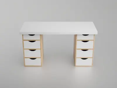 Study desk with drawers Low-poly 3D model