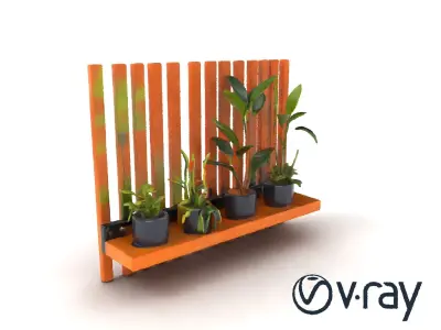 Minimalist Vertical Slat Rails Plant Holder model pack Low-poly 3D model