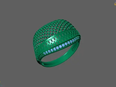 Women Ring With Stone Diamond Ready STL 3DM Models Womens Rings 3D print model