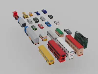 Hong Kong Vehicle Pack  Low-poly 3D model