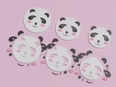 Cartoon Cute Panda Head Puzzle 3D model