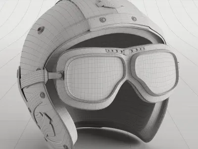 Leather moto helmet 3D model