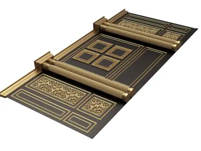 Boiserie Classic Wall with Mouldings 014 Black Low-poly 3D model