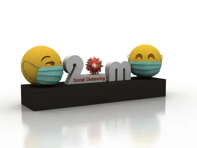 Social Distancing model for coronavirus Low-poly 3D model