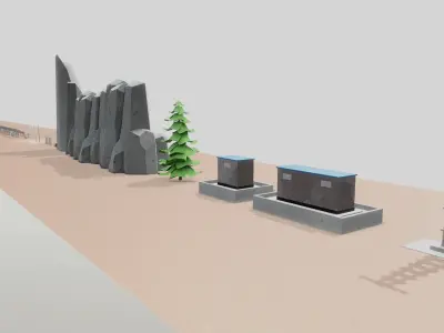 Low Poly Fixed System Solar Energy Pack Low-poly 3D model