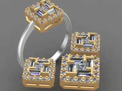 Diamond Solitaire Baguette Ring 3D print model get