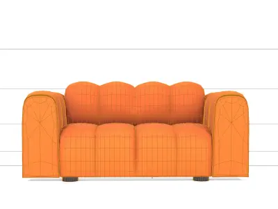 retro couch Low-poly 3D model