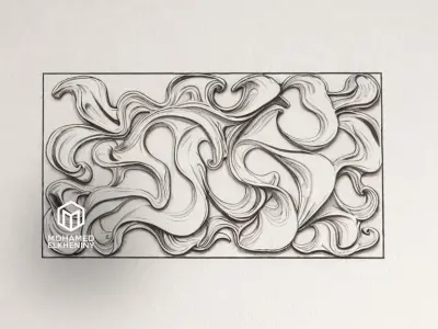 modern panel wall decor set wall relief mural CNC 94  3D model