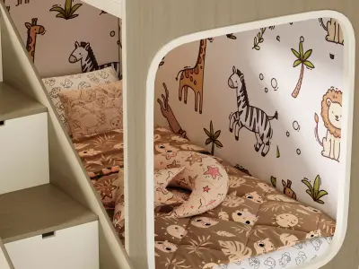 Bunk bed for kids 5 3D model