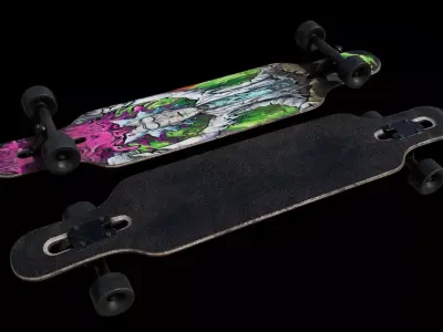 Used Long Board Low-poly 3D model