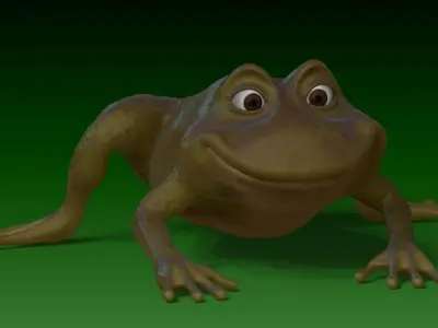 Cartoon rigged frog Low-poly 3D model
