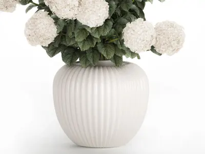 Festive Bouquet In A Ceramic Vase White Hydrangea 580 3D model