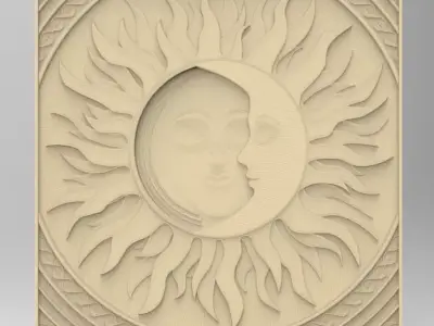 BED HEADBOARD SUN N MOON 3D print model