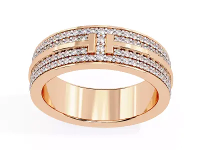 Luxury Double-Row Diamond Band Ring STL 3DM 3D print model