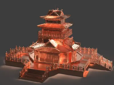 Chinese ancient house  Low-poly 3D model buy