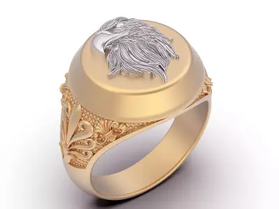 Eagle man ring  gold  printable jewelry 3D model 3D print model