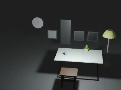 Simple poly interior decor Free low-poly 3D model
