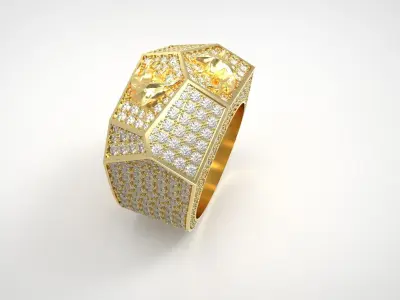 Double wolves men ring 3D print model