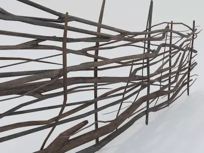 Wooden Fence LP PBR  Low-poly 3D model