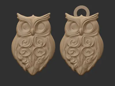 owl pentant cnc  3D print model