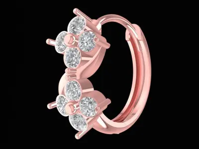Elegant Floral Diamond Hoop Earrings for Women 2430 3D print model