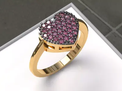 HEART PAVE RING 3D print model