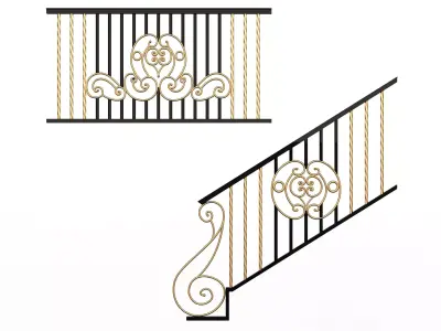 Forging Iron Forged Balcony Railing 07 3D model