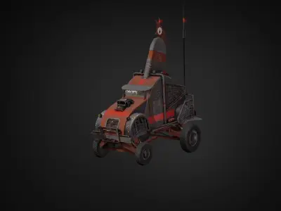 Post-apocalyptic car Low-poly 3D model