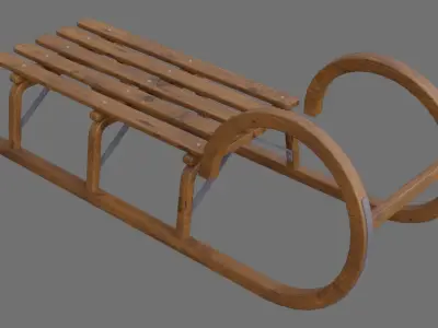 Sled 2A Low-poly 3D model