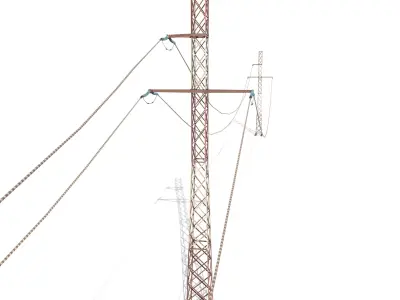 Electricity Pole 29 Weathered Low-poly 3D model