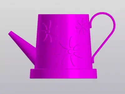 Planter Watering can with daisies Free 3D print model