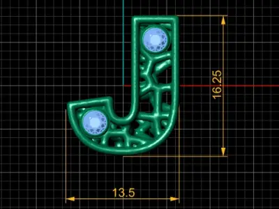 SIMPLE ALPHABET J PENDANT 3D PRINTABLE MODEL  3D print model