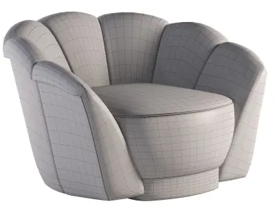 Armchair velvet lounge chair Low-poly 3D model