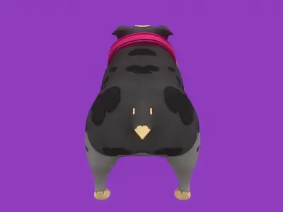 Stylized Spotted Grey English Bulldog for Games and Animation Low-poly 3D model