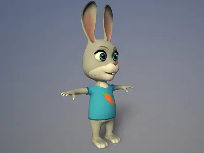 cartoon rabbit Low-poly 3D model