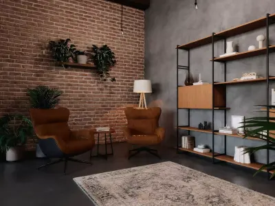 Interior Living Room Scene 01 3D model