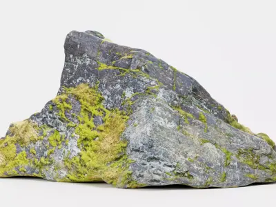 Rock with Moss - Scanned Low-poly 3D model