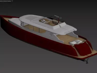 Luxury Motor Yacht Red and White with Flybridge 3D model