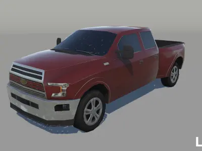 Pickup trucks with haulers  Low-poly 3D model