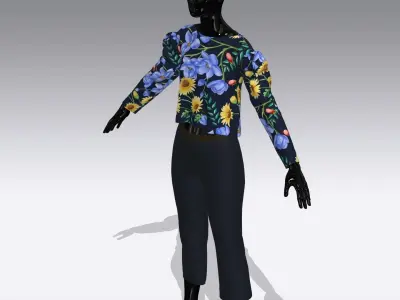 Woman Cloth Dress Low-poly 3D model 6